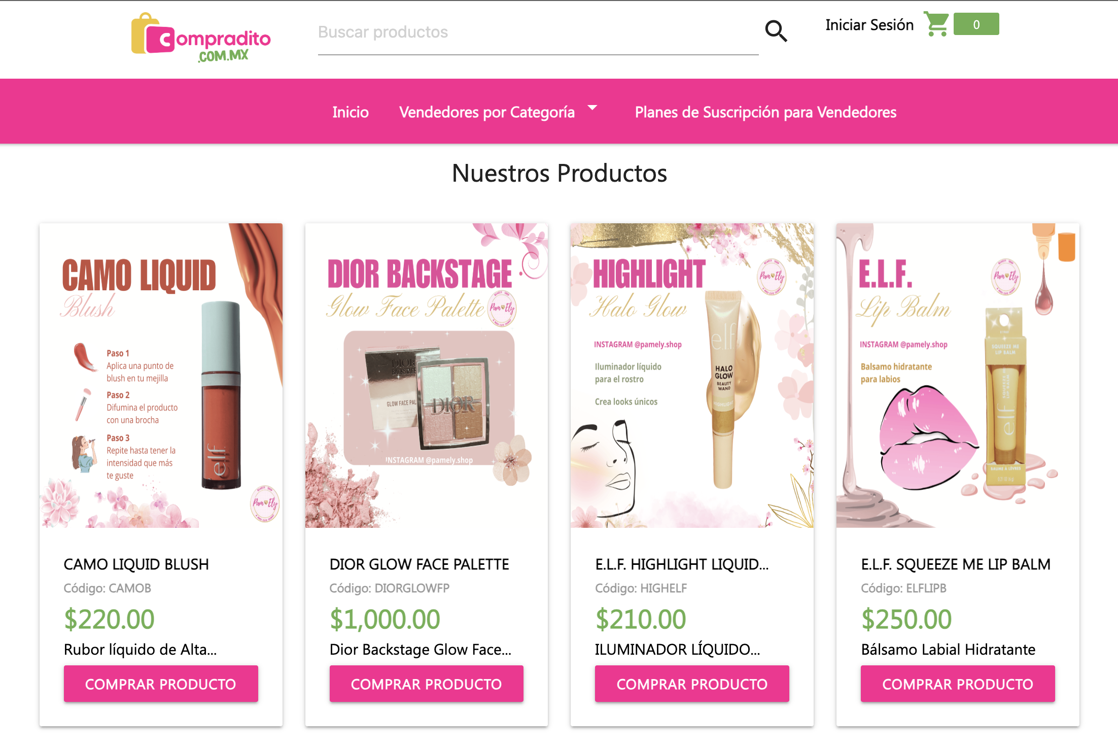 Vista visual de Compradito marketplace